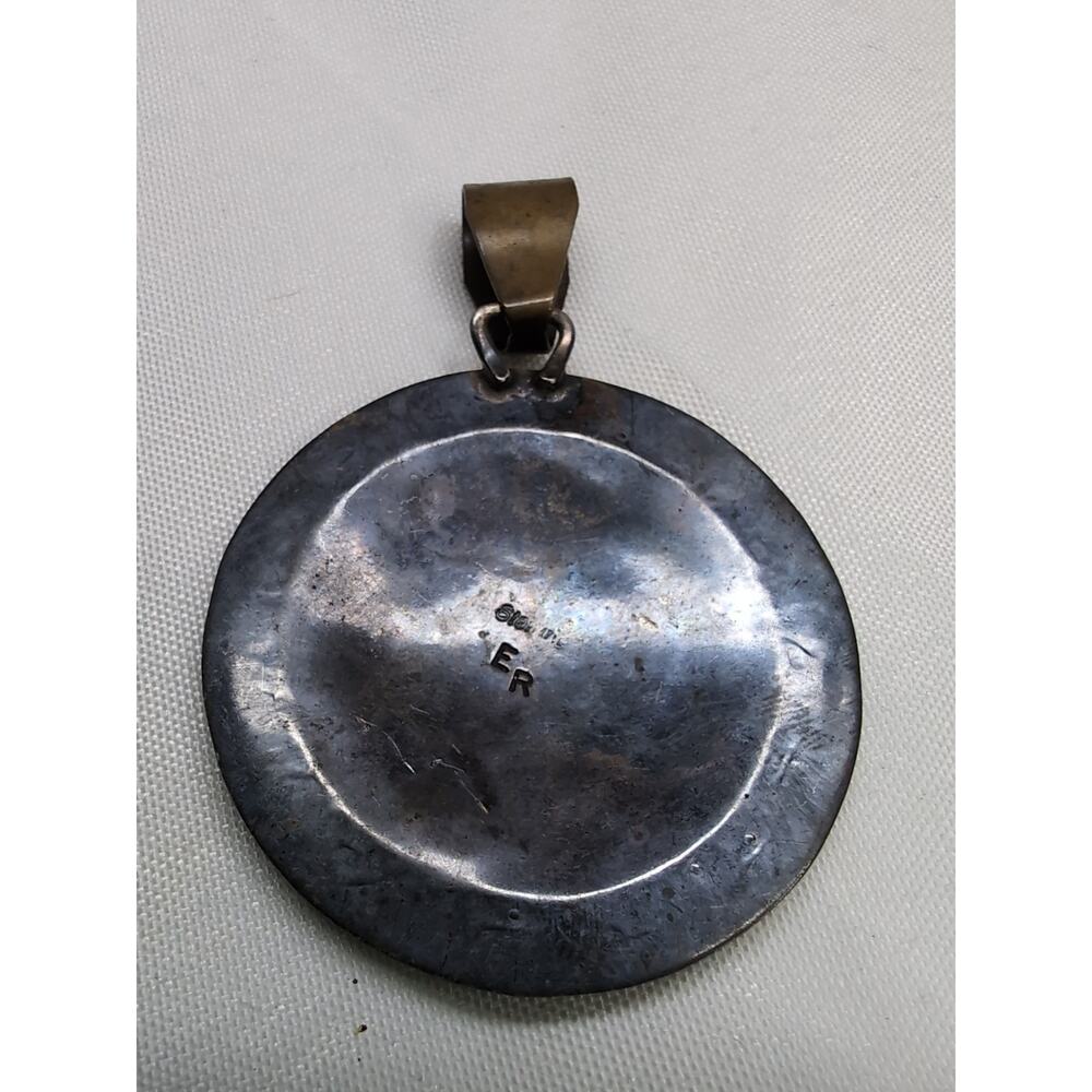 Vintage Sterling Silver Mixed Metal Kokopelli Pendant Marked 'E R' - Picture 2 of 8
